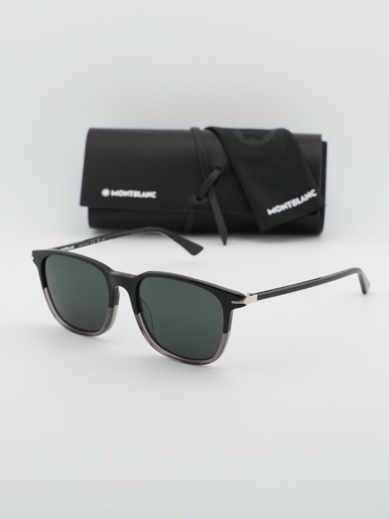 Montblanc Mb0338s 003 Square Sunglasses - Black / Grey